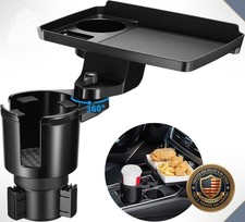 Car Cup Holder Tray 2-in-1 Detachable Food Table Phone Slot