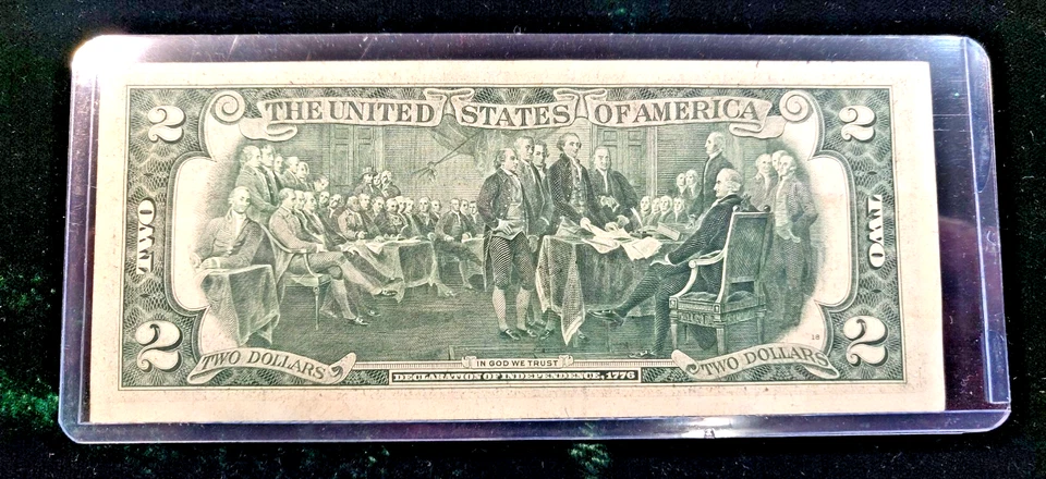 1976 GREEN SEAL  $2 TWO DOLLAR BILL ~ STAMPED 1ST DAY OF ISSUE -BYESVILLE, OH - Image 3 of 4