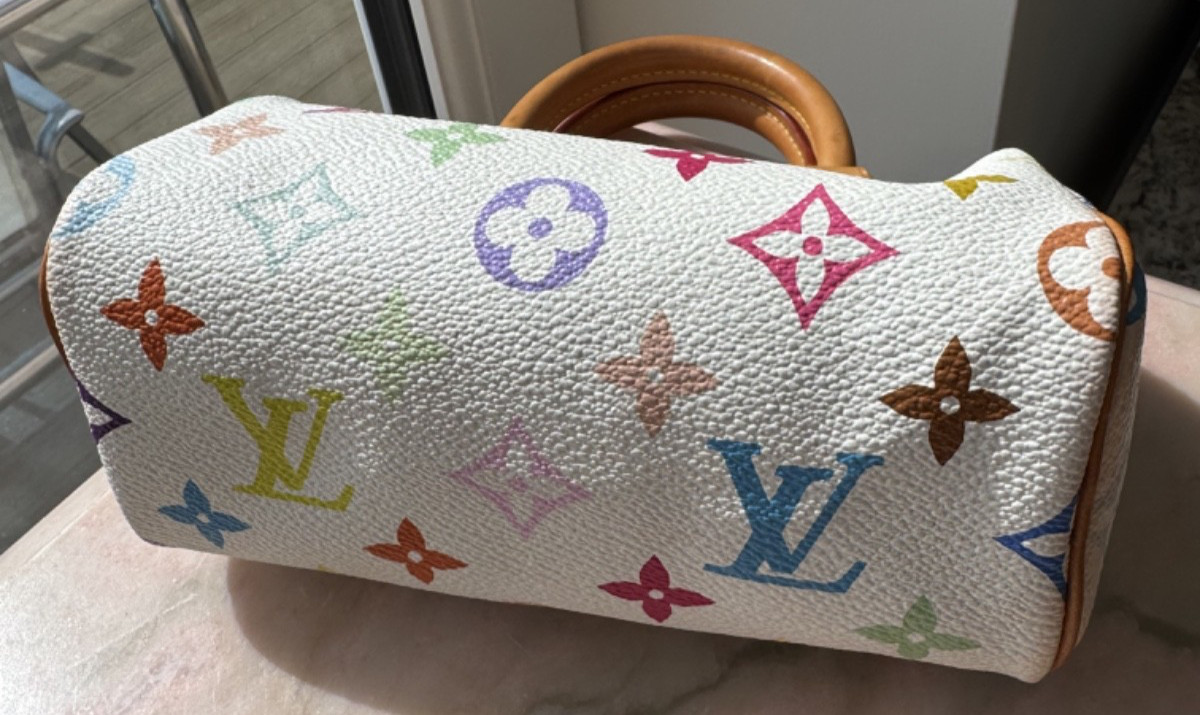 Louis Vuitton Takashi Murakami White Monogram Multicolor Nano Speedy HandBag box image 8