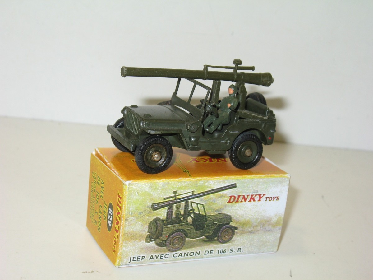 Jante Land Rover Jouet Dinky Toys N°829 - Jeep Avec Canon De 106 - Modèle Vintage, Occasion Gendarmerie Indochine