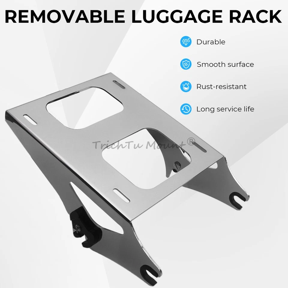 Chrome Detachable Two up Tour Pak Pack Mounting Rack Fit For Harley Touring Road - Image 4 of 4