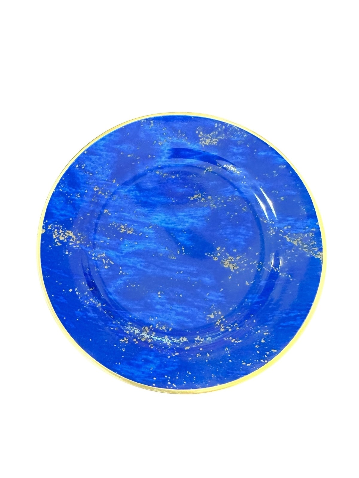 L’OBJET FOR NEIMAN MARCUS 6-5/8" BREAD PLATES SET OF 4 LAPIS BLUE LAZULI & GOLD