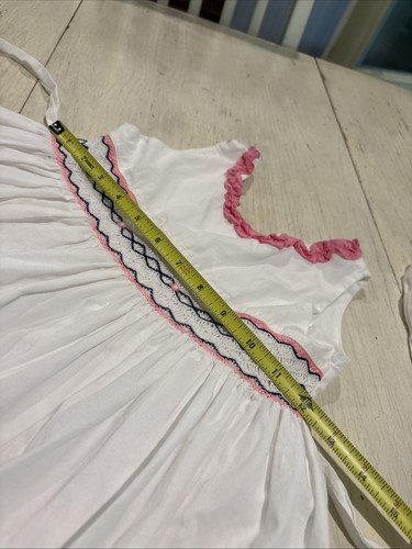 Hartstrings Smocked Dress Girls 6 White Pink Blue~Roses & Ruffles - Picture 7 of 23
