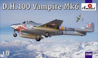 D.H.100 Vampire Mk6 RAF jet fighter / 1:72 - Amodel 72208