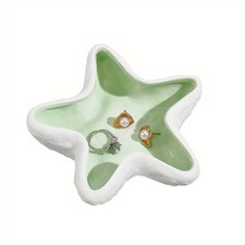 1pc Porcelain Ashtray Home Office Tabletop tion Starfish Dark Sea Green