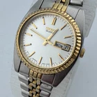 VTG Seiko Quartz Watch 7N83-6041 Women Dual Tone Fluted Bezel New Battery 5.75"