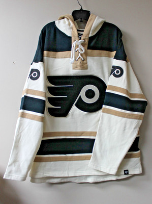 New NHL Philadelphia Flyers old time jersey style midweight cotton hoody men XXL