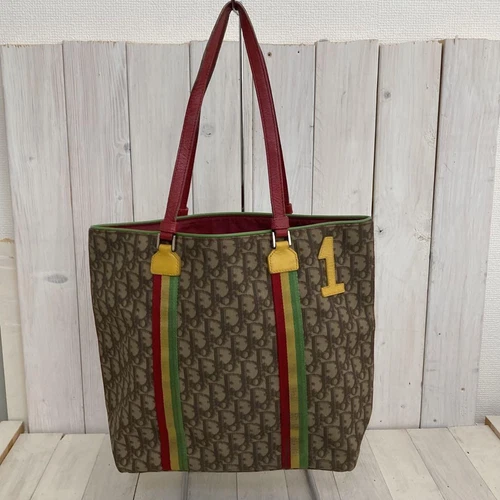Sac fourre tout Christian Dior Raster Torotter toile PVC cuir marron du Japon