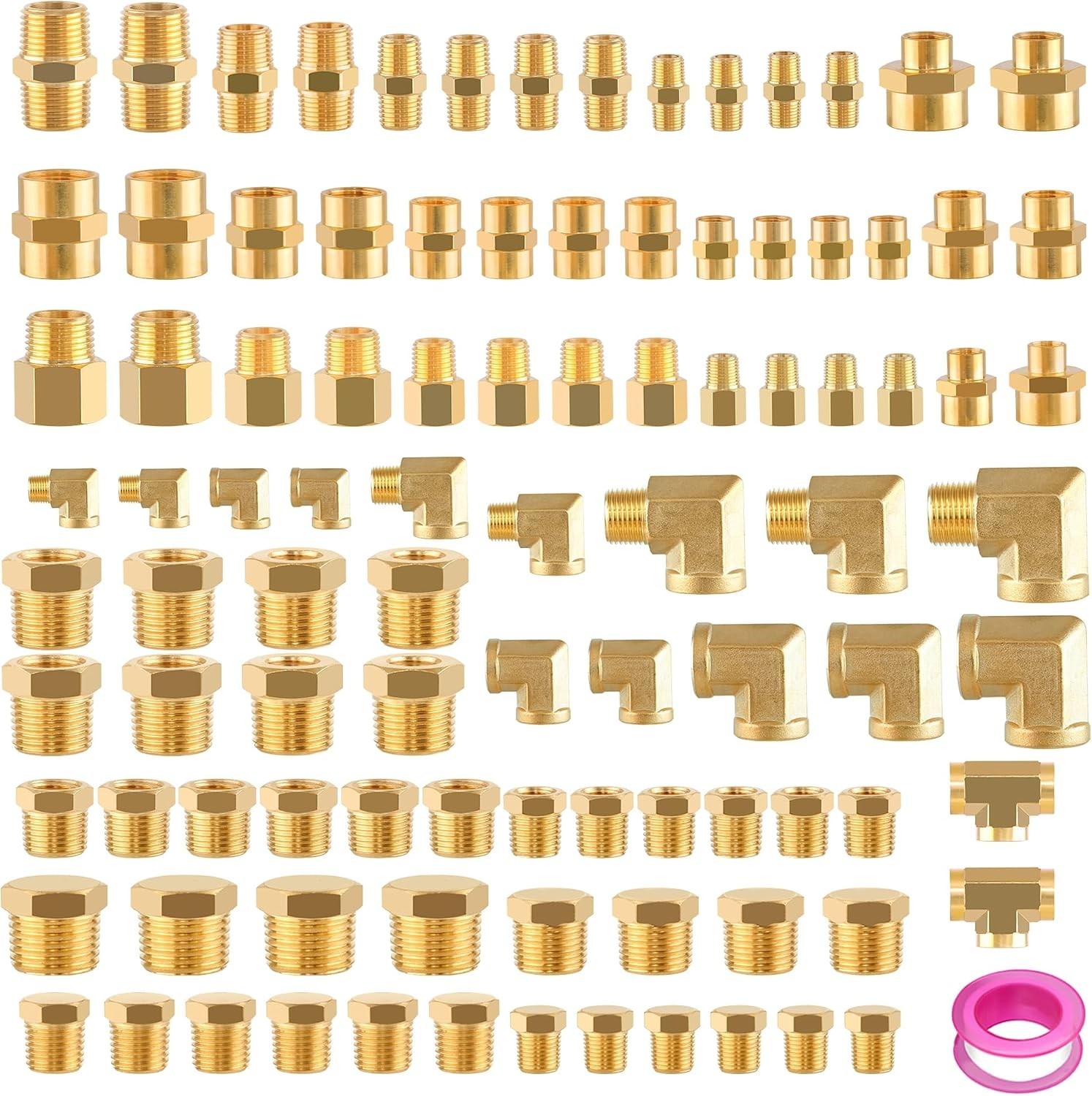 98PCS Brass Pipe Fittings Assortment Kit,1/8" 1/4" 3/8" 1/2" NPT Fast Delivery!!