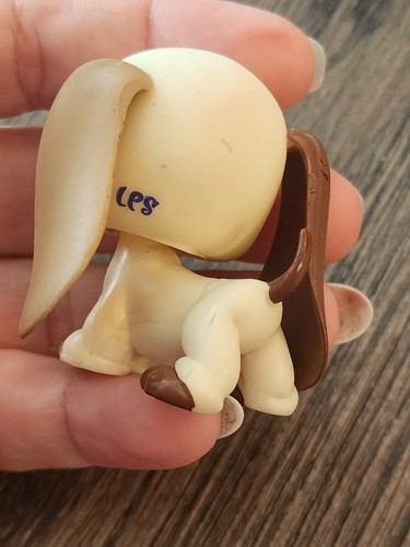 Littlest Pet Shop # 1594 Basset Hound Welpe Hund beige braun grüne Augen LPS  - Bild 3 von 7
