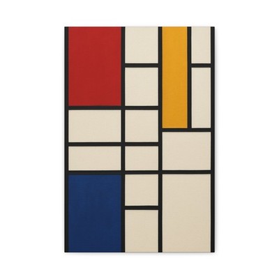 Mondrian Inspired Abstract Matte Stretched Canvas Wall Art Modern Modern Decor
