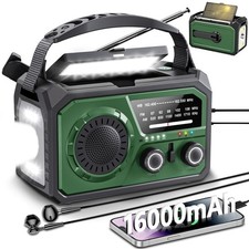 Solar Emergency Crank Radio with 16000mAh Power Bank - NOAA Weather Alert, Ha...