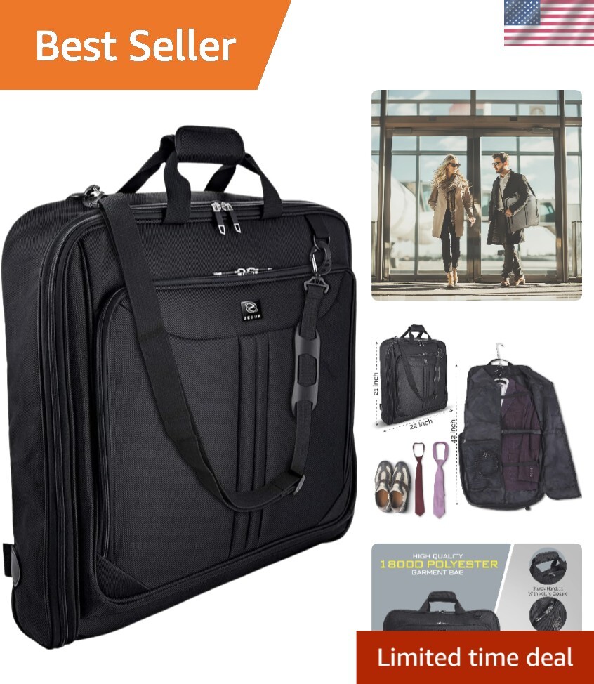 Premium Soft-Bodied Garment Bag with Shoulder Strap for Business