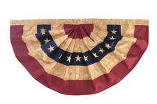 3X6 USA TEA STAINED Pleated Fan Flag American US Bunting Flags Half Fan Banner