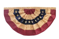 3X6 USA TEA STAINED Pleated Fan Flag American US Bunting Flags Half Fan Banner