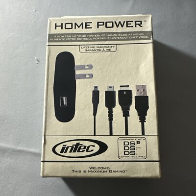 Intec Nintendo DS Home Power Gaming Cables Plug Charge Continuous Play NEW!