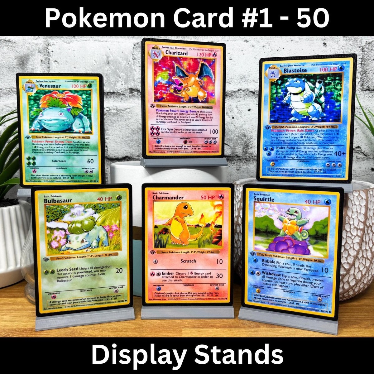 Pokemon Card Display Stands (1-50), XXL TCG Trading, 3D Shelf Desk Poke  Decor