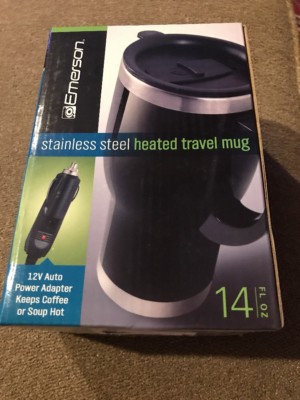 EMERSON STAINLESS STEEL HEATED TRAVEL MUG 14 FL. OZ. BLACK (SC)