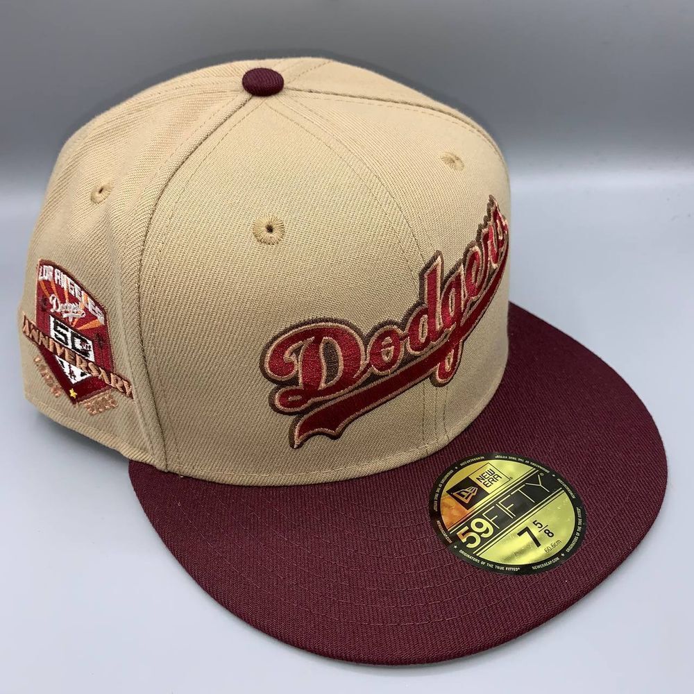 Los Angeles LA Dodgers Hat Men 7 5/8 Brown Red 59Fifty New Era MLB