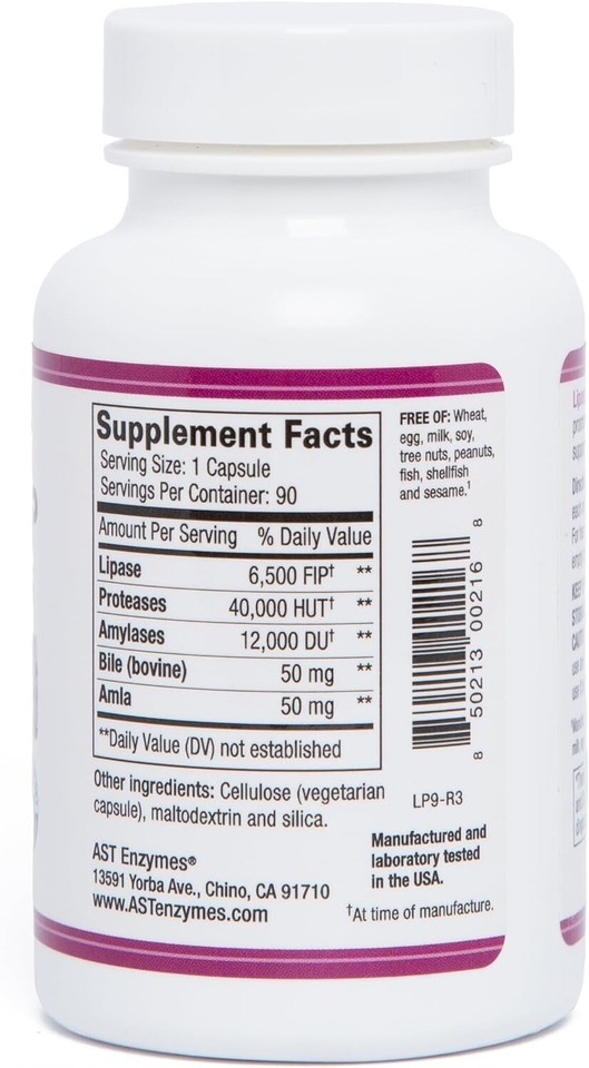AST Enzymes LipaseHP Plus 90 Vegetarian Capsules Digestive Enzymes eBay