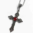 Stunning Gothic Vampire Red Rose Necklace Cross Sword Halloween Gift Jewellery