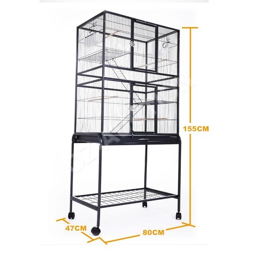 155cm Pet Bird Cage Parrot Aviary Stand-alone Budgie Perch Castor Wheels Large - Picture 6 of 12