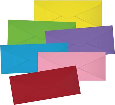 #10 Colored Envelopes - 120 Pack Color Business Envelopes, V-Flap Envelopes for 