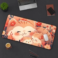 Cute Cat Desk Mat, Animal Desk Mat, Anime Desk Mat, Kawaii Desk Pad for Work