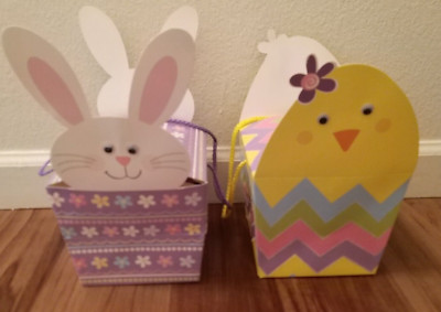 5 pcs Glitter Easter Treat Boxes 2 Design Colorful Rabbit Chick Shape Gifts Box
