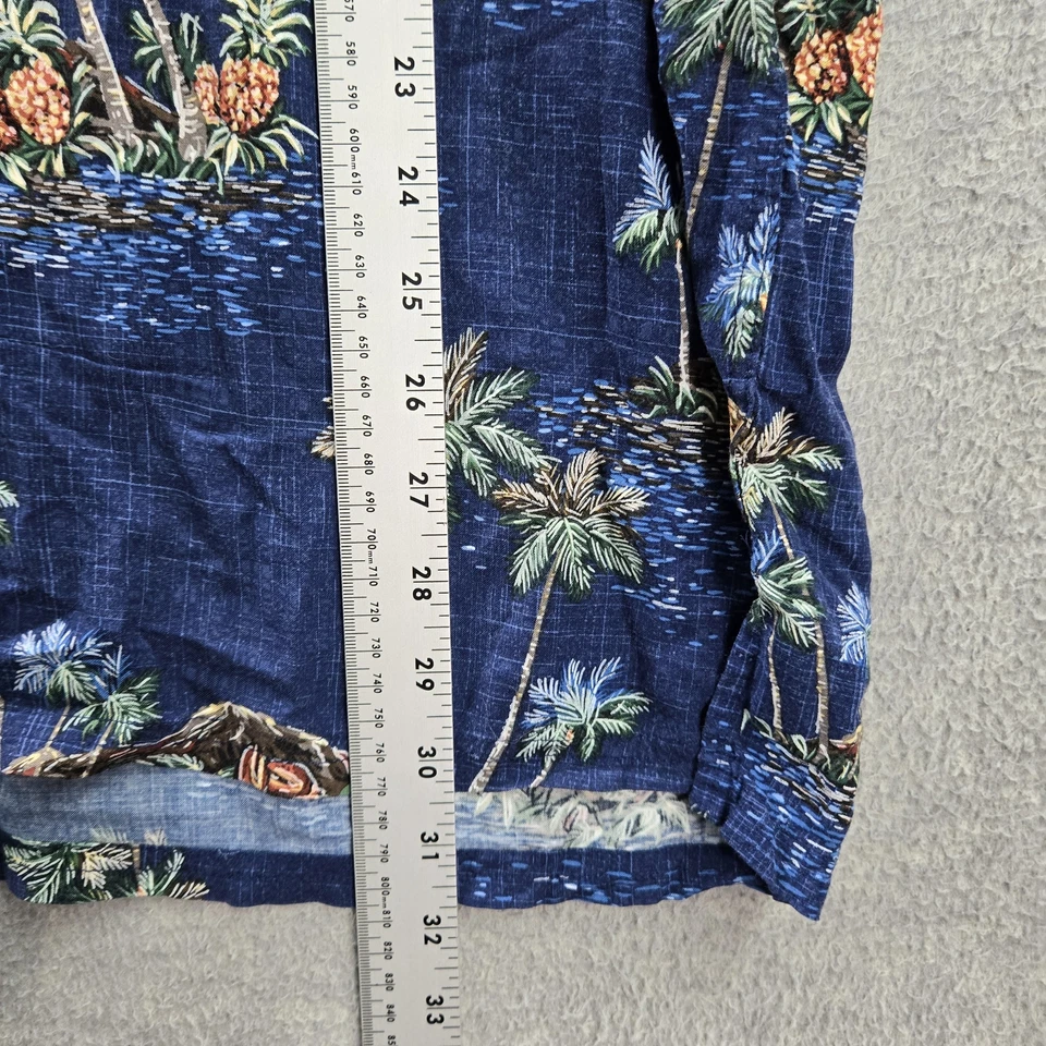 Camisa abotonada The Foundry Supply Co. para hombre 2XL azul floral piña hawaiana Foto 3 de 4