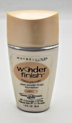 NEW Maybelline Wonder Finish Liquid-to-Powder Foundation PORVELAIN IVORY LIGHT 1