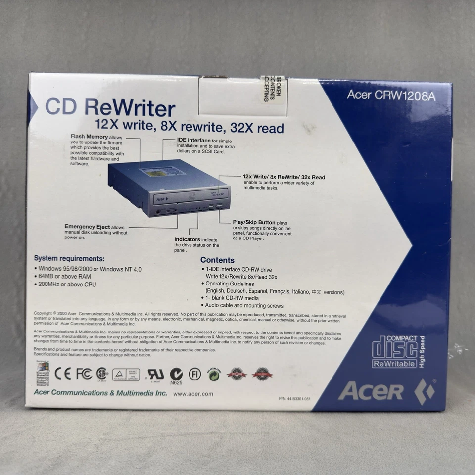 Acer CRW 1208A Internal CD ReWriter Write 12x Rewrite 8x Read 32x - Image 2 of 4