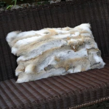 Fashion Soft Real Rabbit Skin Fur Pillow Case Sofa Car Seat Cushion Cover Decor