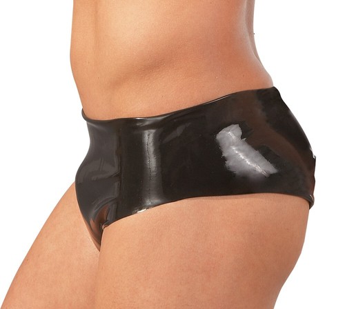 Slip Mutande Strap-On Indossabile in Latex Nero da Uomo con Dildo Anale Interno - Foto 4 di 5