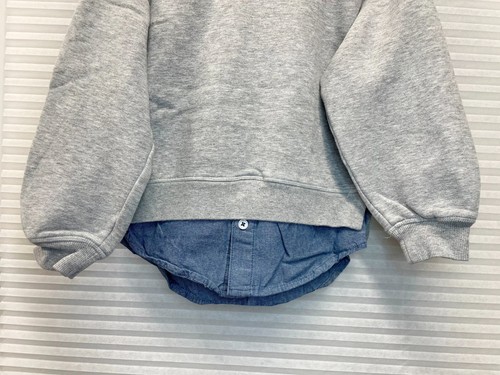 Free Assembly Girls Crewneck Sweatshirt With Woven Shirt Hem | Size S (6/6X) - Picture 3 of 9
