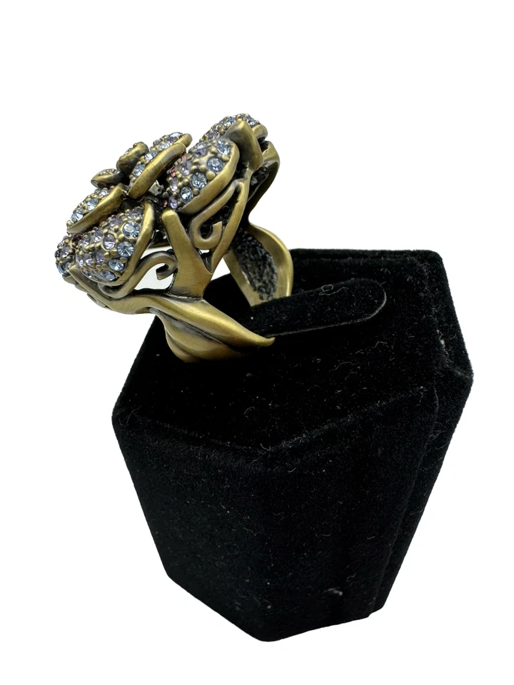 Heidi Daus цветок 3D фиолетовый и розовый Pave кристалл бронзового тона коктейльное кольцо - Изображение 4 из 4