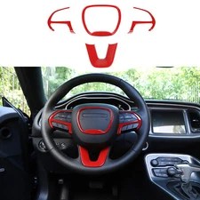 For Dodge Challenger Charger 15+ 4PCS Red Steering Wheel Cover Trim Accessories