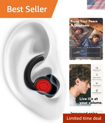 2 Pairs of Black Silicone Ear Plugs for Sleeping - Travel & Noise Sensitivity