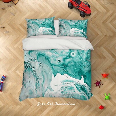 3D Textur Kunst Muster Grün Steppdeckenbezüge Bettbezüge Set Bettwäsche