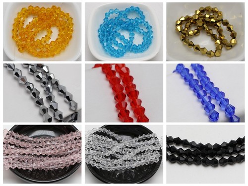 100pcs 6mm Bicone bead Faceted Crystal Glass Beads Color For Choice - Afbeelding 1 van 43