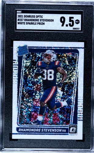 2021 Rhamondre Stevenson Panini Donruss Optic White Sparkle #337 Rookie SGC 9.5