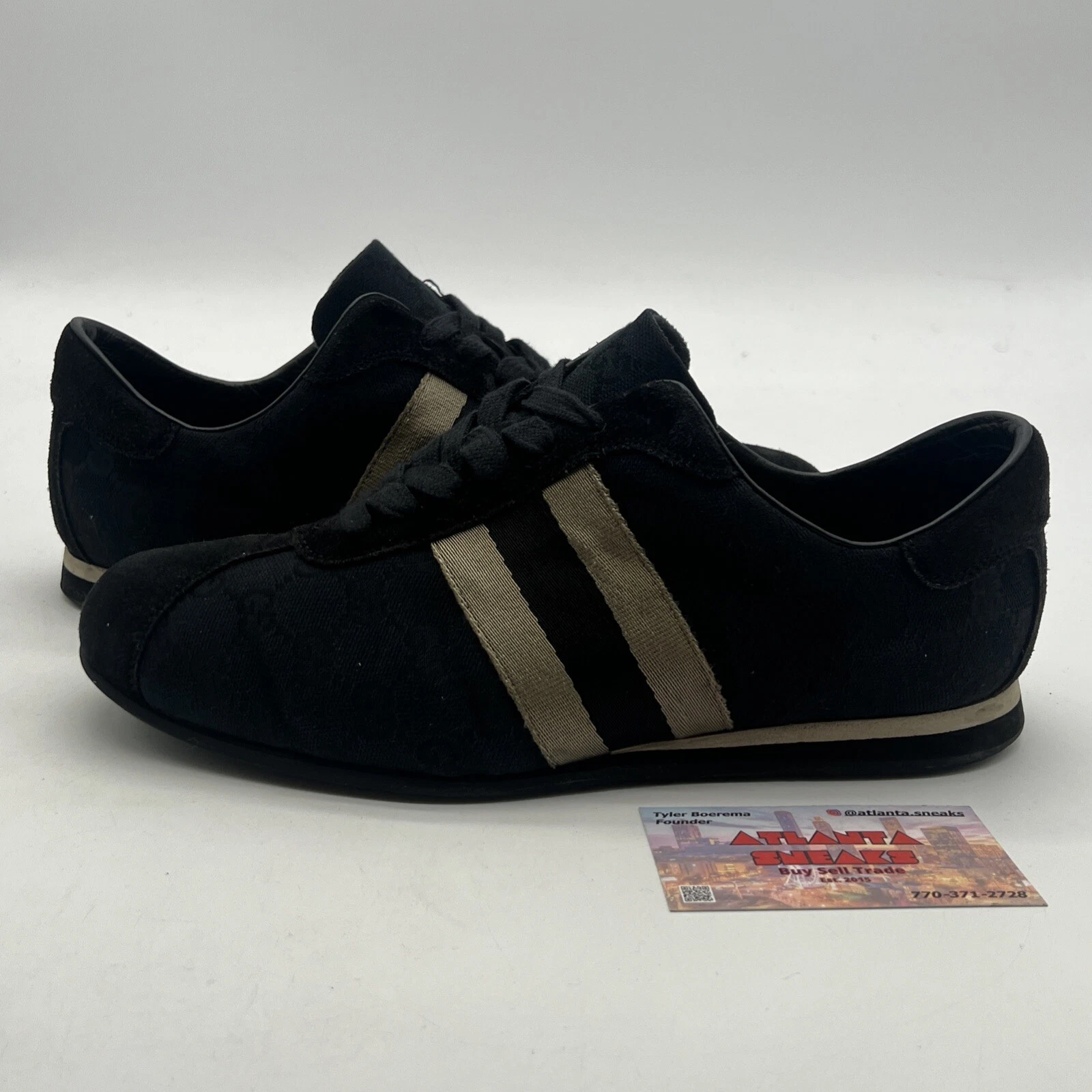Taille 6,5   Gucci 117711 Gg Guccissima baskets noires toile
