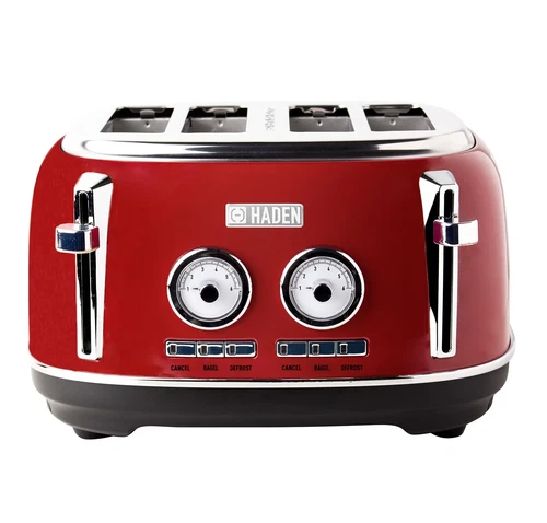 Sale Haden Dorset 4 Slice Toaster - Elegant Rectory Red - Stainless Steel Design