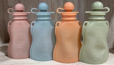 4 Baby Food Pouches w Straws Reusable Eascrozn Refillable Squeeze Bottle 5oz