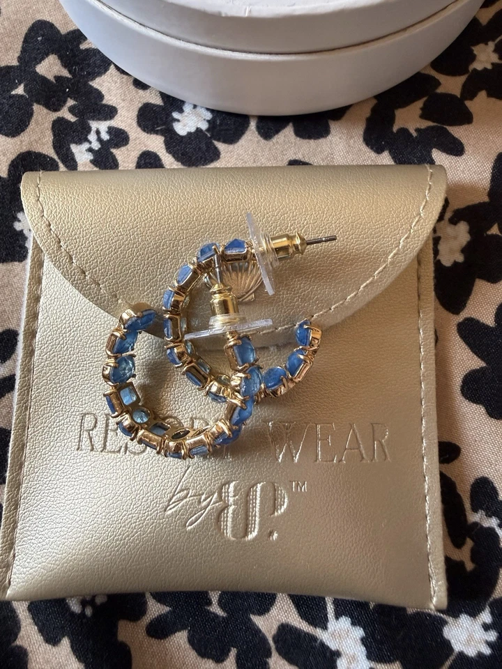 BP Resort wear Juniper cove hoops :blue lace agate with gold plating - Image 3 of 3