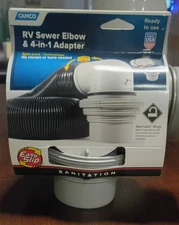 Easy Slip Elbow Fitting and 4-in-1 Adapter for RV Sewer Hose Brand New 