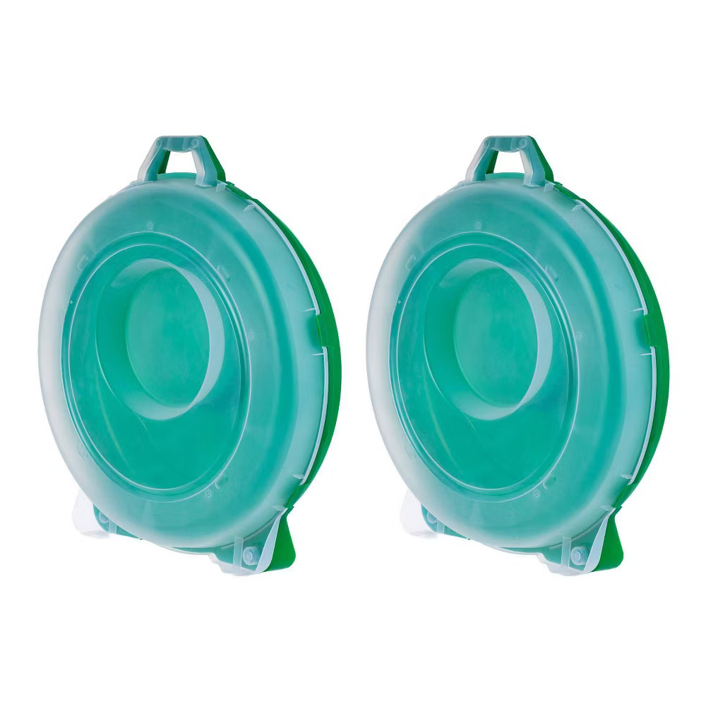 IRIS 2pk 24'' Wreath Storage Container with Latches and Handle Clear Green