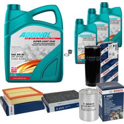 BOSCH Inspektionspaket 8L ADDINOL SUPER LIGHT 5W-40 für Audi A6 Avant 4B C5 S6