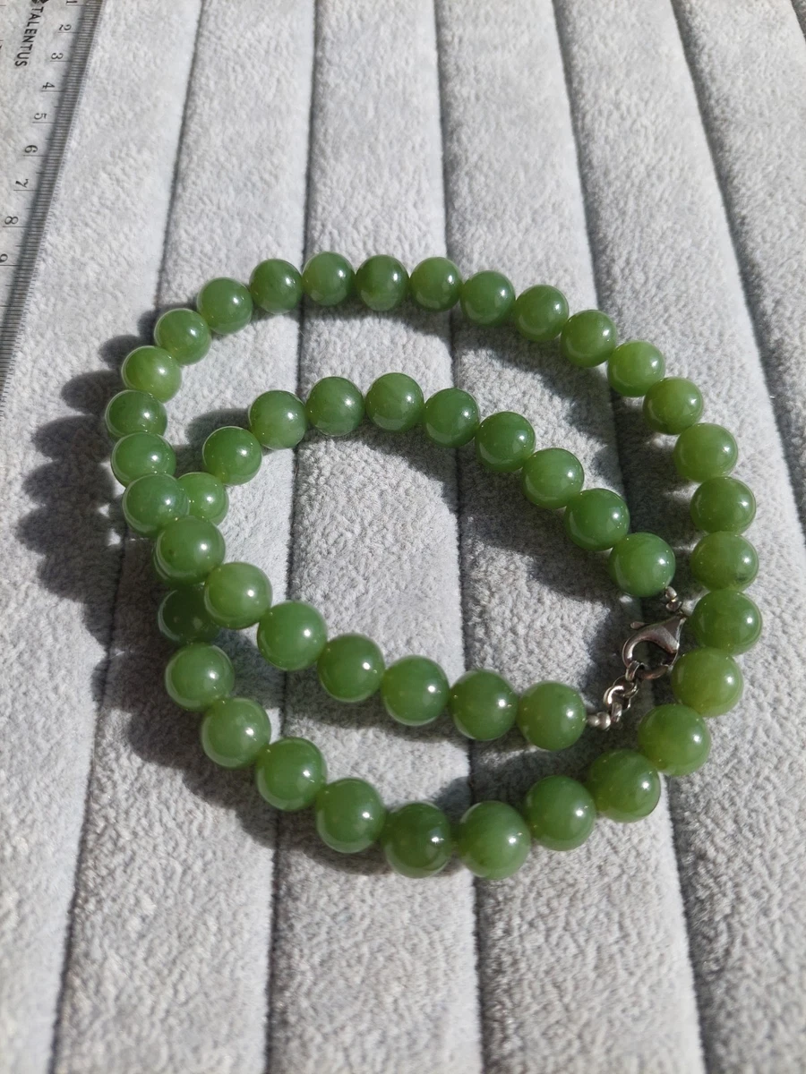 Natürliche Grüne Jade Perlen 8mm Halskette Mit 8 Mm Runden Jade-Perlen ( Natürlich, Grün) – Lange Kette, Handgefertigt, Nickel Frei Gua Sha Stein Jade