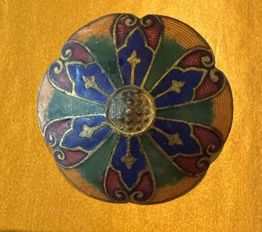 VINTAGE ANTIQUE CLOISONNÉ SEWING BUTTON MISC BUTTONS Set Of 8 - Image 2 of 4
